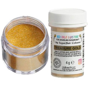 Прахообразен оцветител Sugarflair с бляскави частици Златно съкровище/ Treasure Gold, 4 г